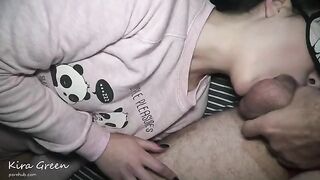Busty slut gets her face covered with cum twice