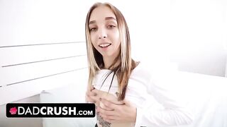 Petite stepdaughter Breezy Bri fucks with her fat stepdad’s cock
