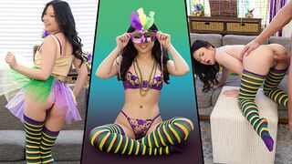 Petite teen Lulu Chu gets her pussy stuffed on Mardi Gras
