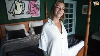 Hot blonde MILF fucked in the hotel room by a passionate guy