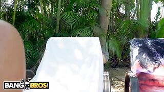 A stalker gets close to busty Latina MILF Julianna Vega in a steamy scene
