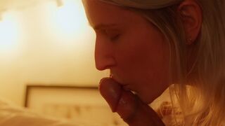 A sexy blonde gives her husband a massage before they get intimate