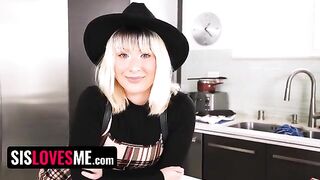 Jessie Saint, a hot step sister, fucks her step brother using fishnets