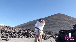 We climbed a volcano and he erupted in my mouth, a thrilling outdoor encounter