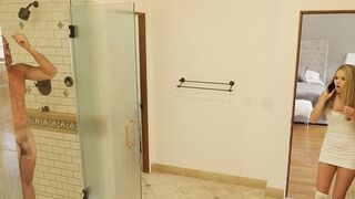 Stepdaughter sneaks into the shower with her stepdad for a steamy surprise