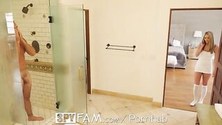 Stepdaughter sneaks into the shower with her stepdad for a steamy surprise
