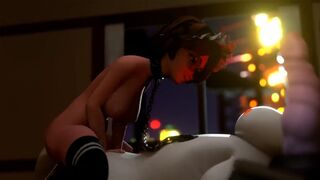 Aunt Cass shakes big ass on top of Baymax’s cock