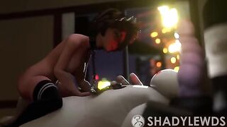 Aunt Cass shakes big ass on top of Baymax’s cock