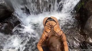Amateur girl has sex in the waterfall for 25K milestone on PornHub