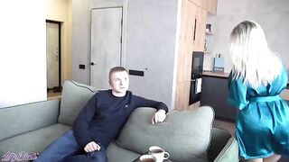 The girl's mom is giving a lesson to her boyfriend on how to have sex