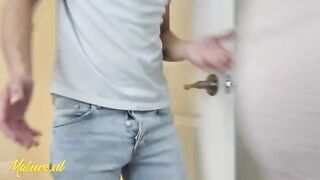The stepson spied on his steaming-hot stepmom, who let him get close