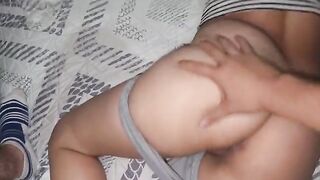 He pushed cock in his pajamas, she swallowed the cream