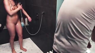 Handjob gone wrong in the shower, ruined orgasm guaranteed