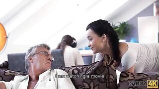 Older man fucked his son’s young girlfriend Erica Black in a taboo encounter