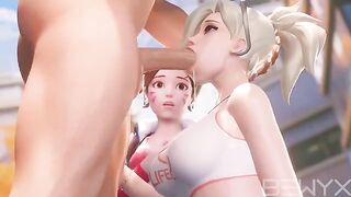 Mercy teaches DVA how to deepthroat in this hot 3D Overwatch scene