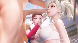 Mercy teaches DVA how to deepthroat in this hot 3D Overwatch scene