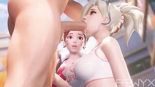 Mercy teaches DVA how to deepthroat in this hot 3D Overwatch scene
