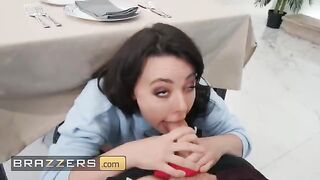 Cock hungry Whitney Wright gets fucked under the table in a steamy Brazzers scene