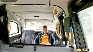 Redhead slut Kiara Love squirts taxi driver's dick with pussy juice