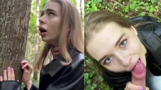 Babe from California has sex in the forest with strangers