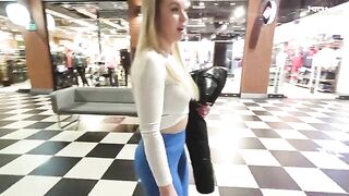A hot blonde has sex in the shopping mall toilet for money