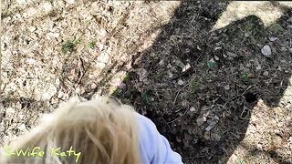 A juicy cutie got a lot of cum after walking in the forest