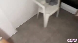 A pretty brunette has sex with her boyfriend in the kitchen at night