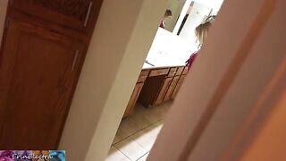 The stepson masturbates as his stepmom prepares for bed, then she lets him in