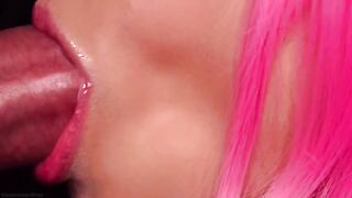 The best milk blowjob you ever seen, enjoy the pink hair!