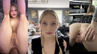 Hot teen takes it hard and deep in her tight ass hole, loving every second