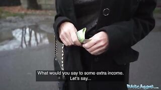 A blonde MILF teacher with a stunning figure got fucked in public for cash