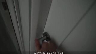 A stepson barely pulled out his dick in time before his stepmom caught him