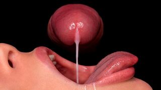 Close-up blowjob with the best sloppy mouth and cum dumpster ASMR