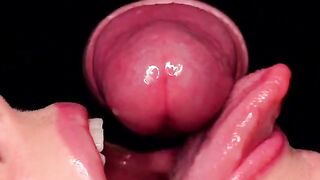 Close-up blowjob with the best sloppy mouth and cum dumpster ASMR
