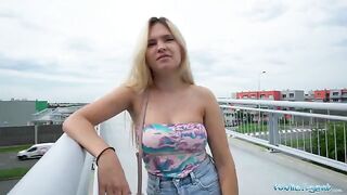Irina Cage gets fucked on a bridge by stranger for cash