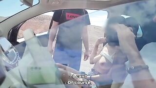 Public dick flash with exhibitionist guy and random stranger