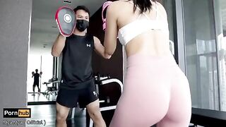 The girl is taking off her panties and starting to fight