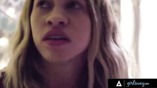 A teen girl Khloe Kapri sneaks into the bathroom to avoid a popular girl Gia Derza