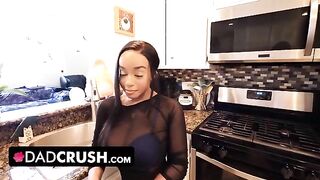 The stepfather cheats on his wife with the busty ebony stepdaughter