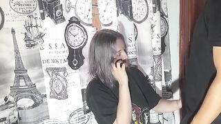 The very bad faithless girl speaks with her boyfriend on the phone