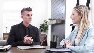 Skinny babe needs to fuck to get a job, Lily Larimar style