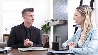 Skinny babe needs to fuck to get a job, Lily Larimar style