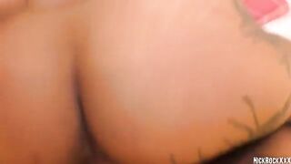 A punk girl is having her first experience on camera as a Rainbowslut