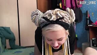 A blonde woman sucks the cock of her neighbor in a steamy scene