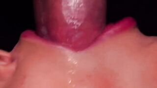 Close up action with the best condom milking blowjob. The condom broke, and all the cum ended up in her mouth. ASMR sucking