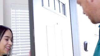Skinny teen Dakota Tyler crushed by a huge cock
