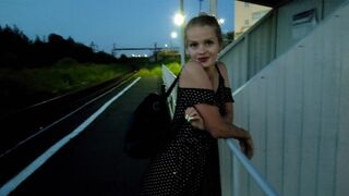 The puzzled baby waited for the train and got a cock and creampie