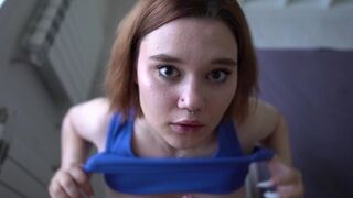 The slut poured out her mouth full of spit on the guy’s dick