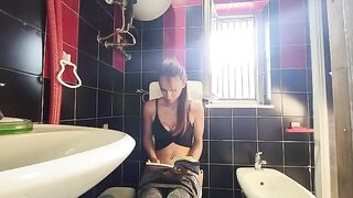 My filthy friend kicked me on the toilet bowl