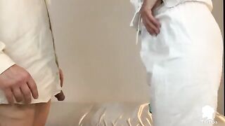 The nurse checks the man's erection problems